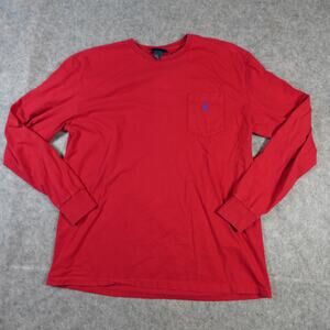 Polo Ralph Lauren Shirt Mens Medium Long Sleeve Tee Crew Neck Pullover Red